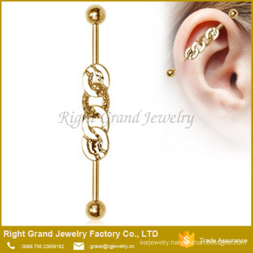 Titanium Plated Surgical Steel Rope Chain Industrial Barbell Earring